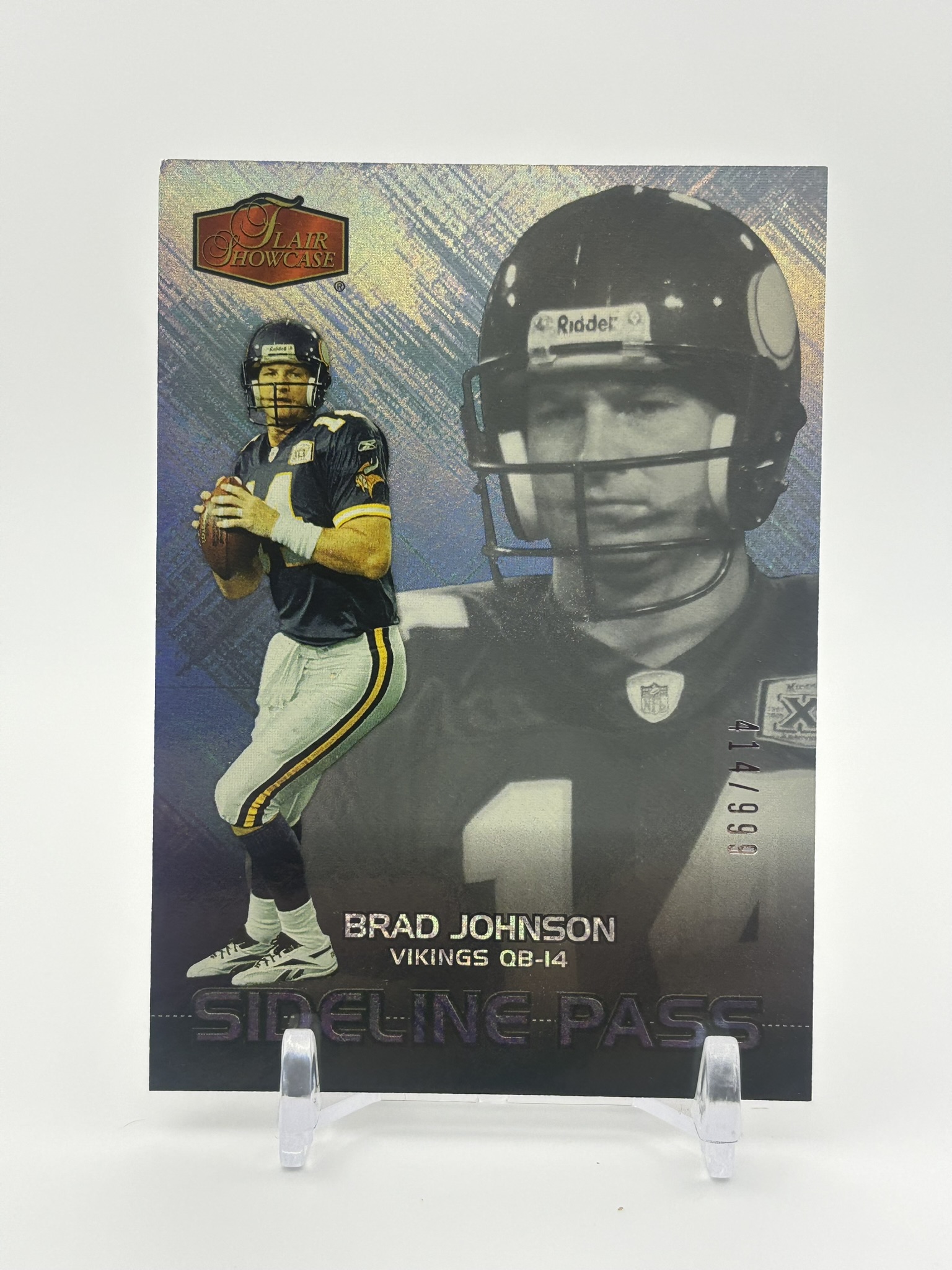 lot 550 image: 2006 Flair Showcase - Sideline Pass Brad Johnson #d 414999 Minnesota Vikings NFL