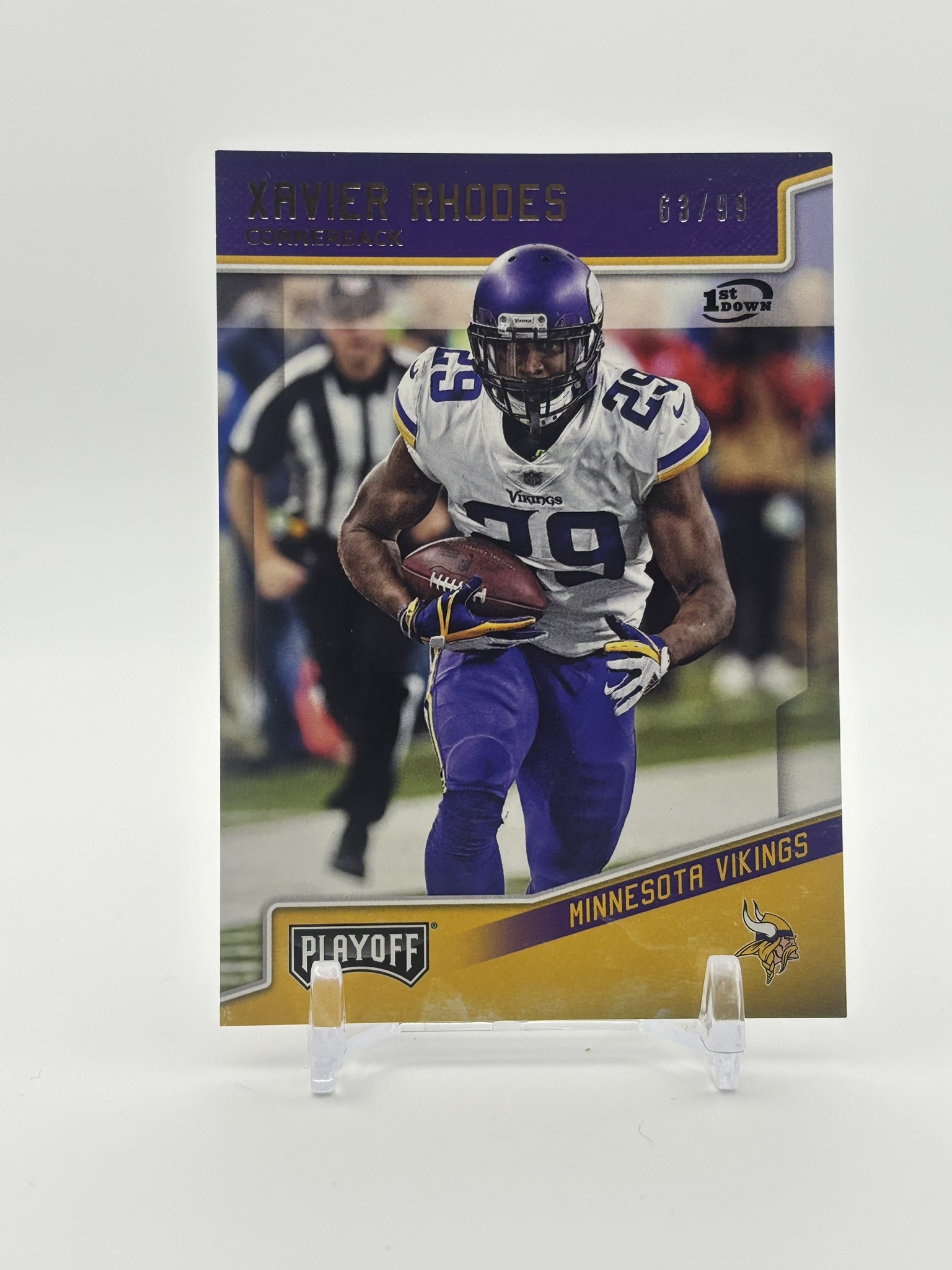 lot 553 image: 2018 Panini Playoff - Xavier Rhodes #123 Minnesota Vikings NFL
