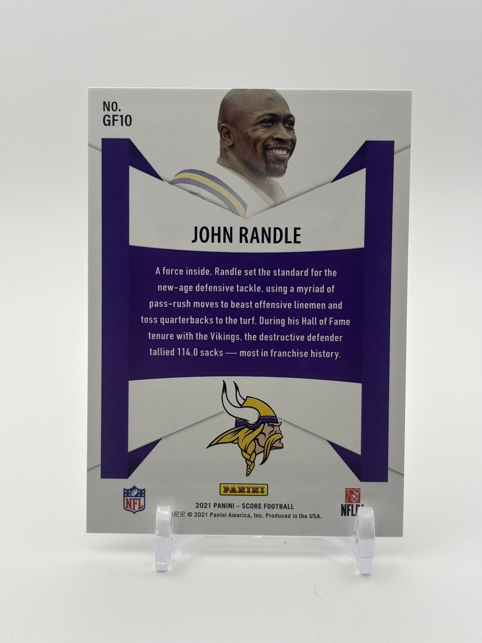 lot 559 image: 2021 Score - Game Face John Randle Minnesota Vikings NFL