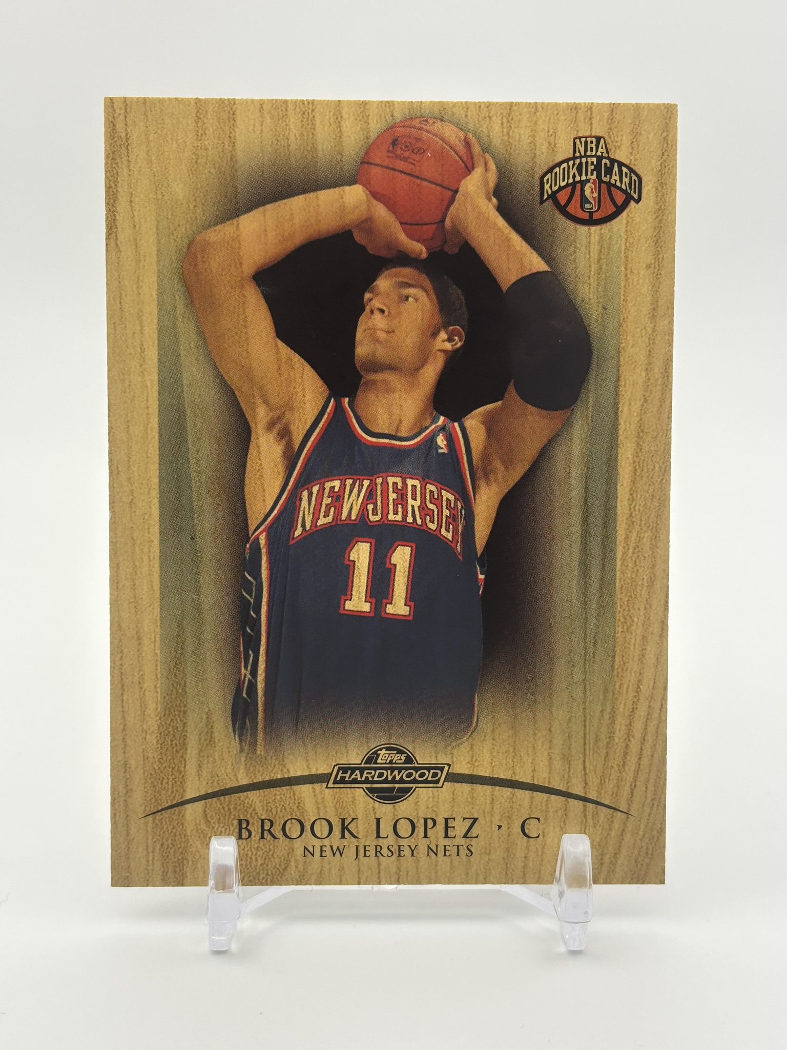 lot 566 image: 2008-09 Topps Hardwood Rookie Card- Brook Lopez #110 Wood Parallel #d 216299 NBA
