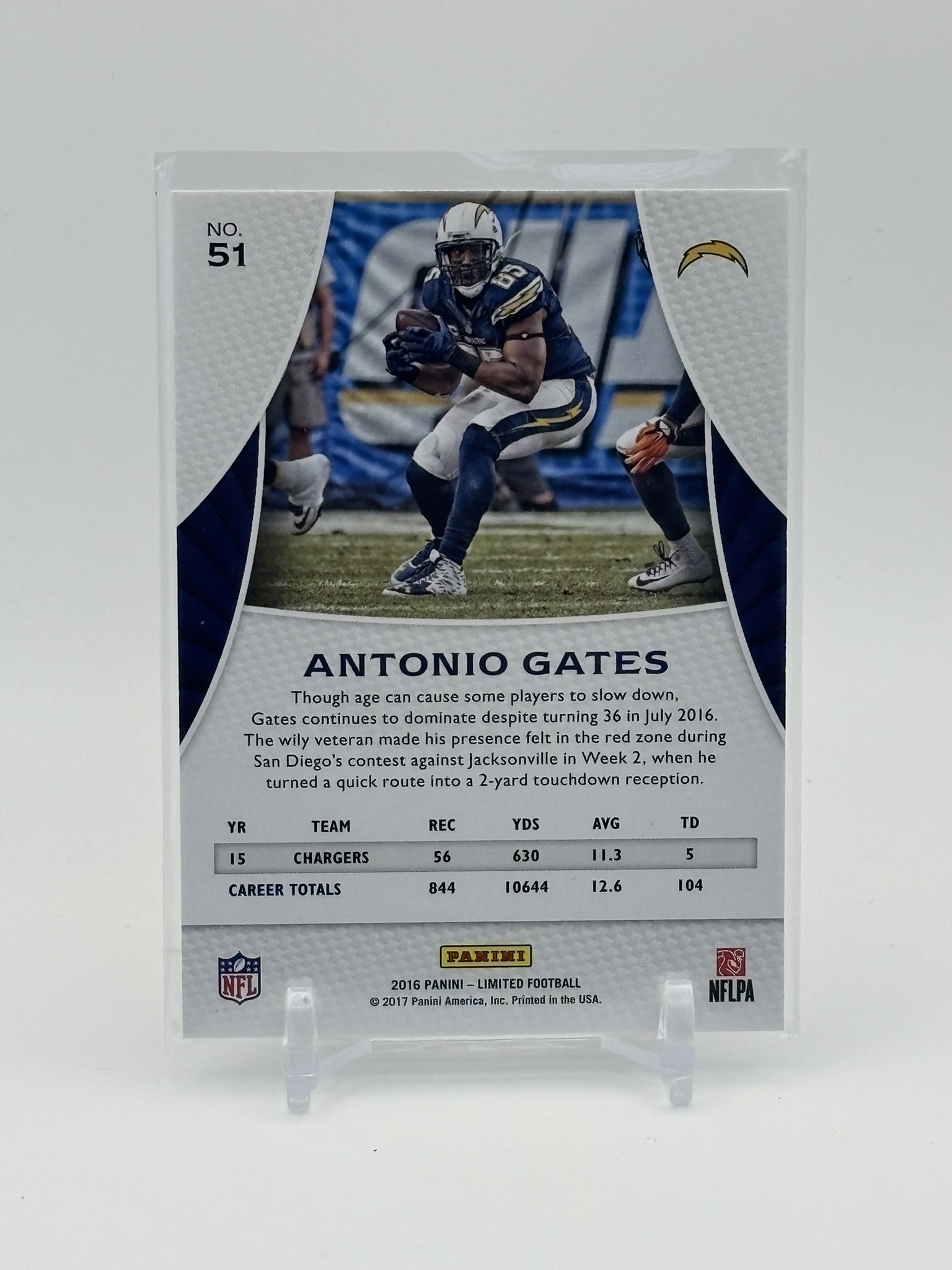 lot 578 image: 2016 Panini Limited - Antonio Gates #51 Serial #d 6399