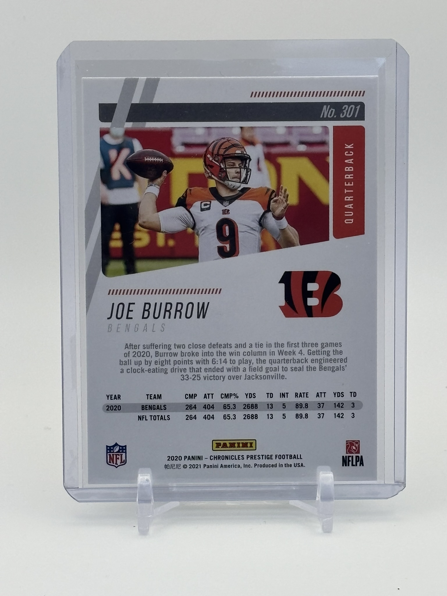 lot 579 image: 2020 Panini Chronicles - Prestige Rookies Update Joe Burrow Rookie Card