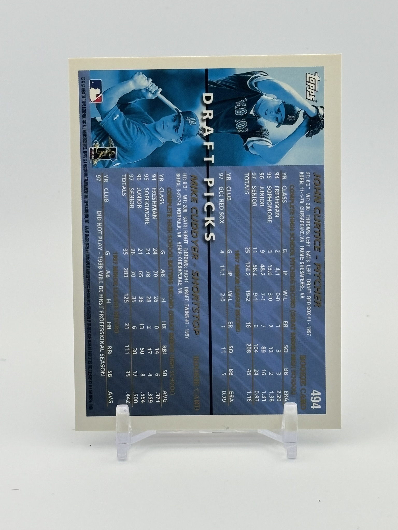 lot 586 image: 1998 Topps Draft Picks Michael Cuddyer Rookie Card Minnesota Twins Legend