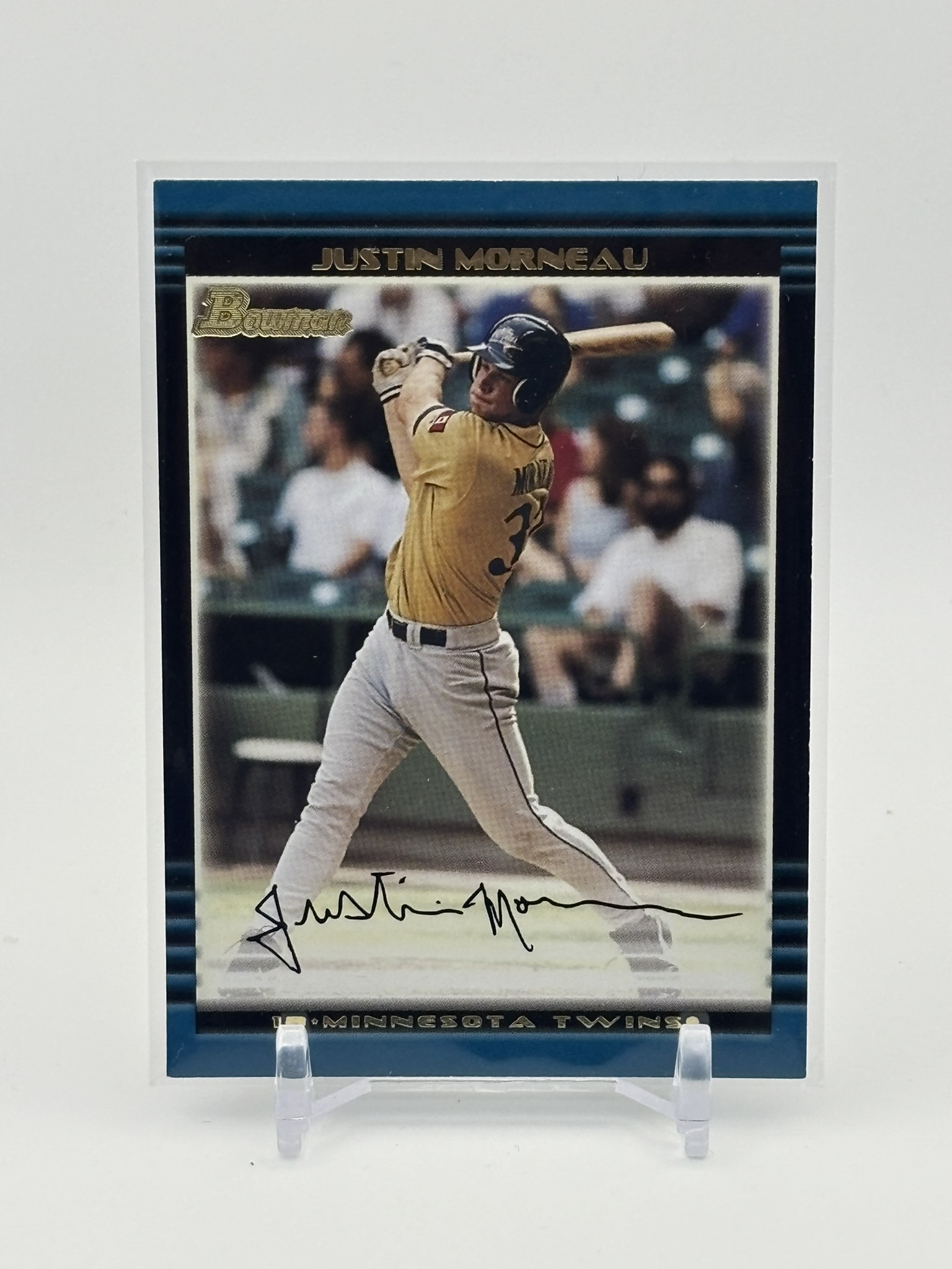 lot 591 image: 2002 Bowman Justin Morneau Rookie Card Minnesota Twins Legend