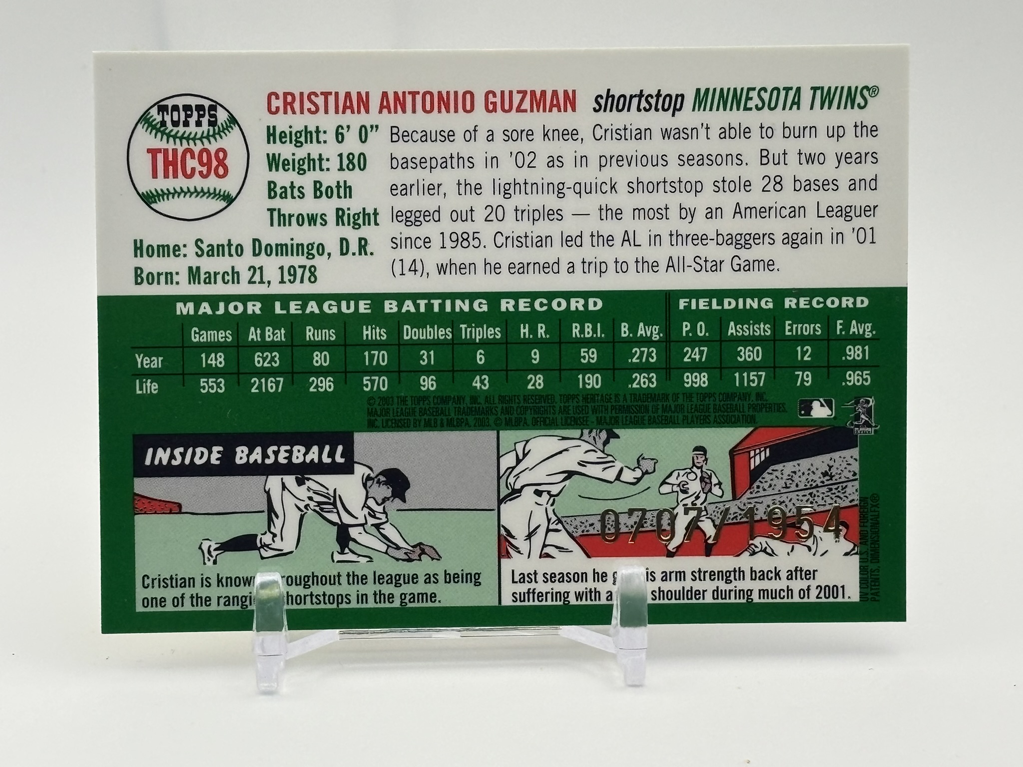 lot 592 image: 2003 Topps Heritage - Chrome Cristian Guzman Serial Numbered 7071954