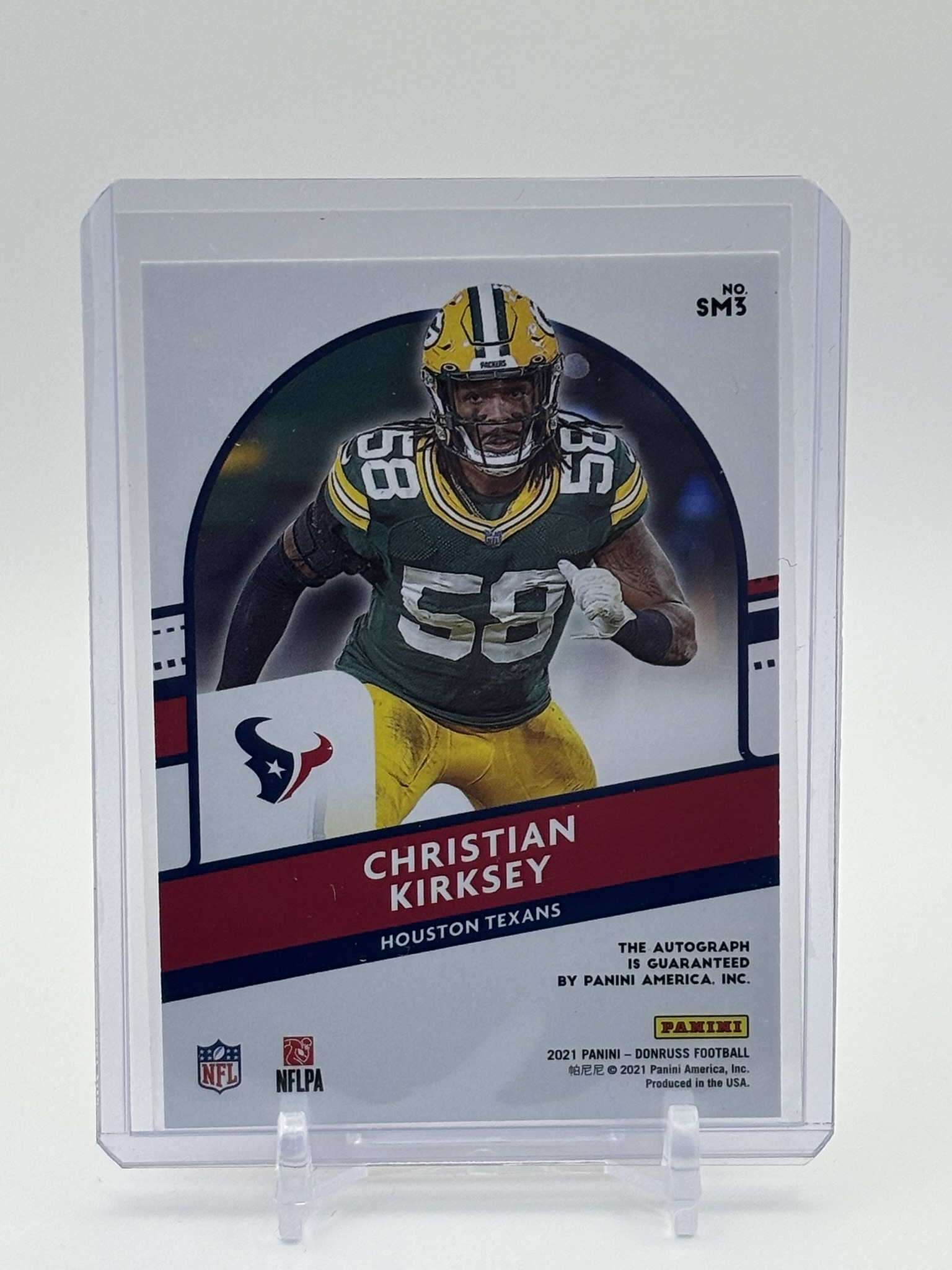 lot 598 image: 2021 Donruss Chrstian Kirksey Rookie Signature Card OrangeRed