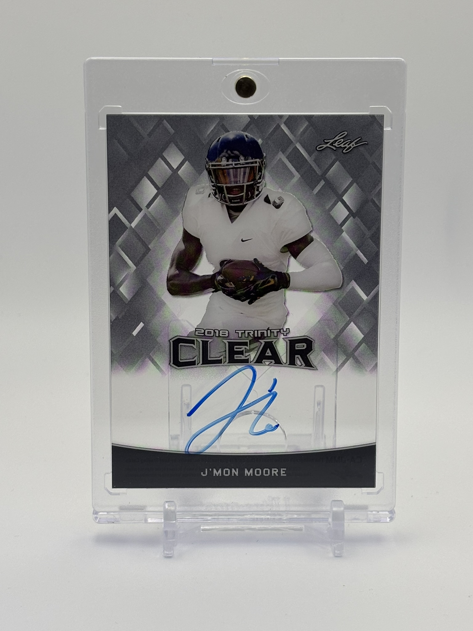 lot 599 image: 2018 Leaf Trinity - Clear Autographs JMon Moore Autograph Card Green Bay Packers