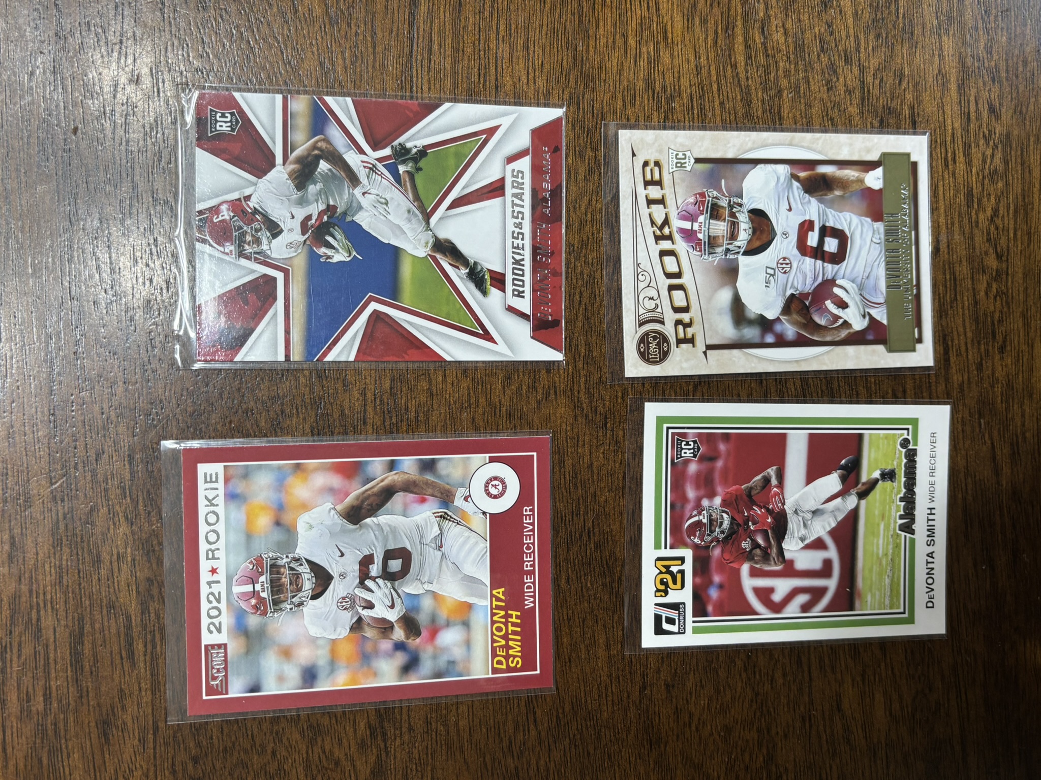lot 617 image: DeVonta Smith Rookie Card Lot, Four Different Rookie Cards, Philadelphia Eagles NFL