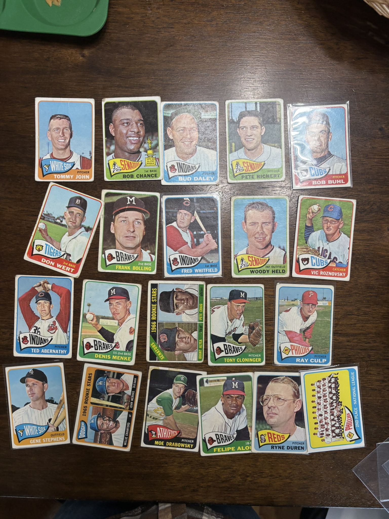 lot 629 image: 1965 Topps Baseball Card Lot, 21 Cards, Lower Grade