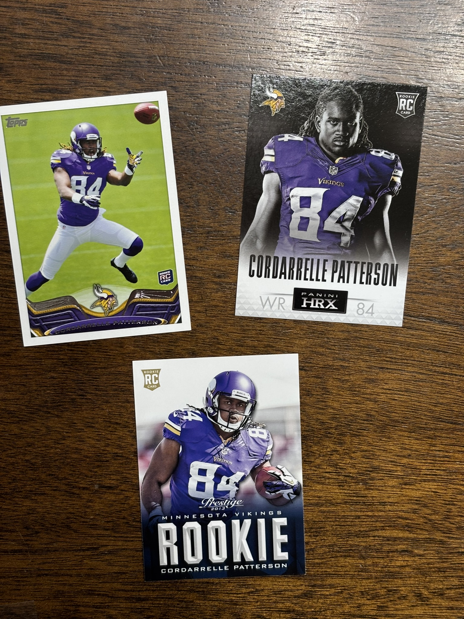 lot 640 image: Cordarrelle Patterson Rookie Card Lot, Four Different Rookie Cards, Minnesota Vikings