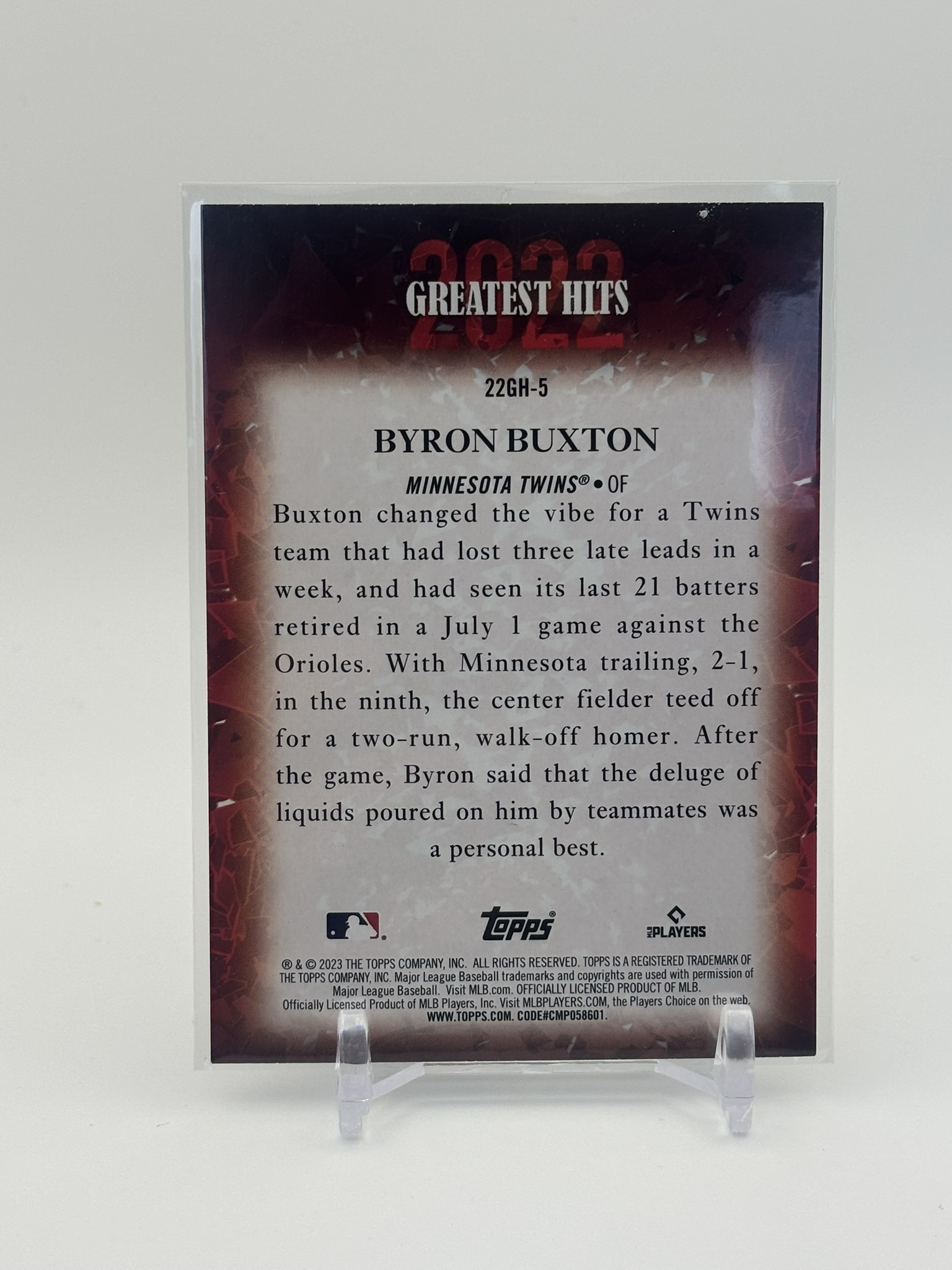 lot 652 image: 2023 Topps Series 1 - 2022s Greatest Hits Byron Buxton Minnesota Twins