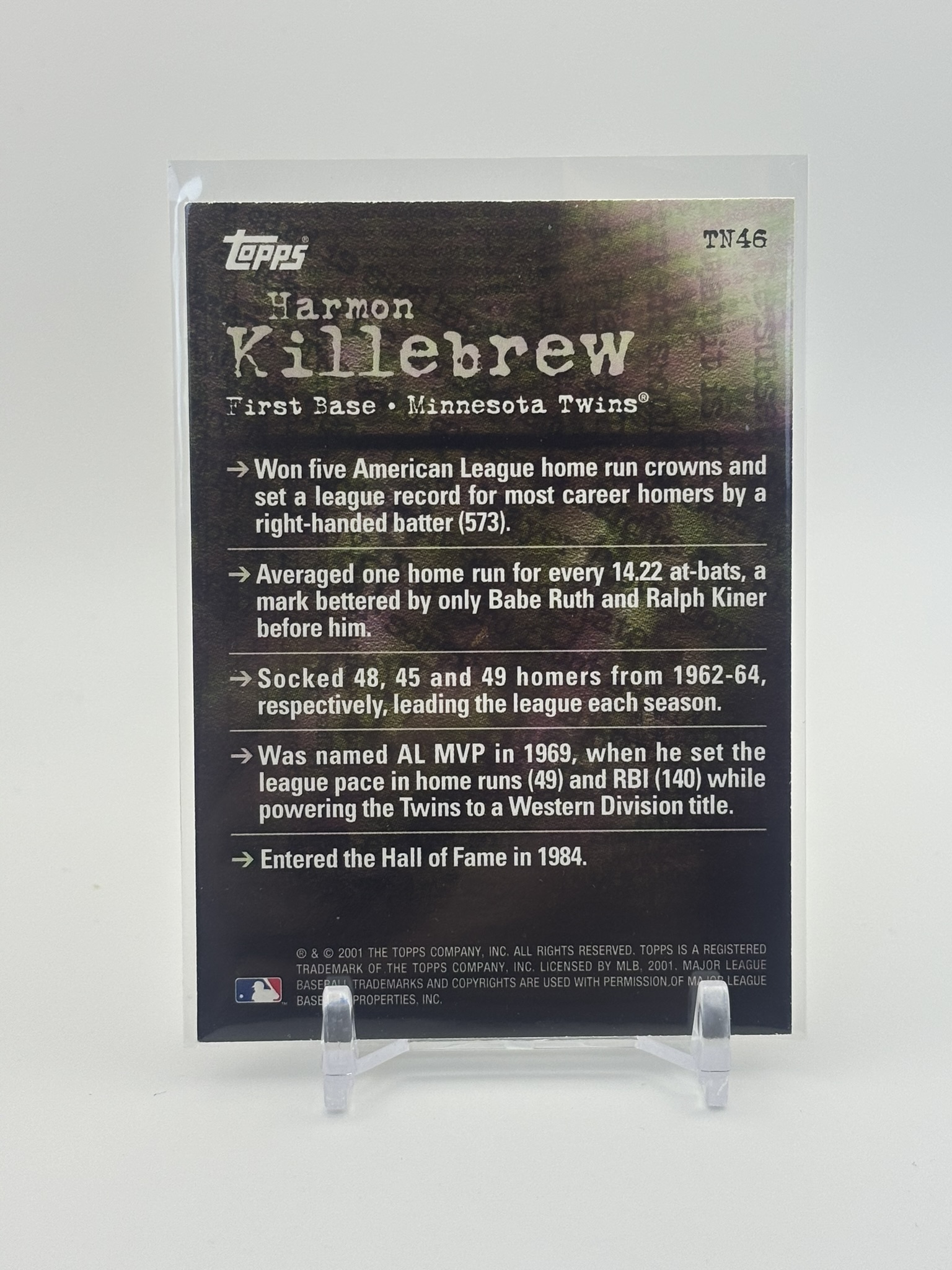 lot 654 image: 2001 Topps - Noteworthy Harmon Killebrew Minnesota Twins