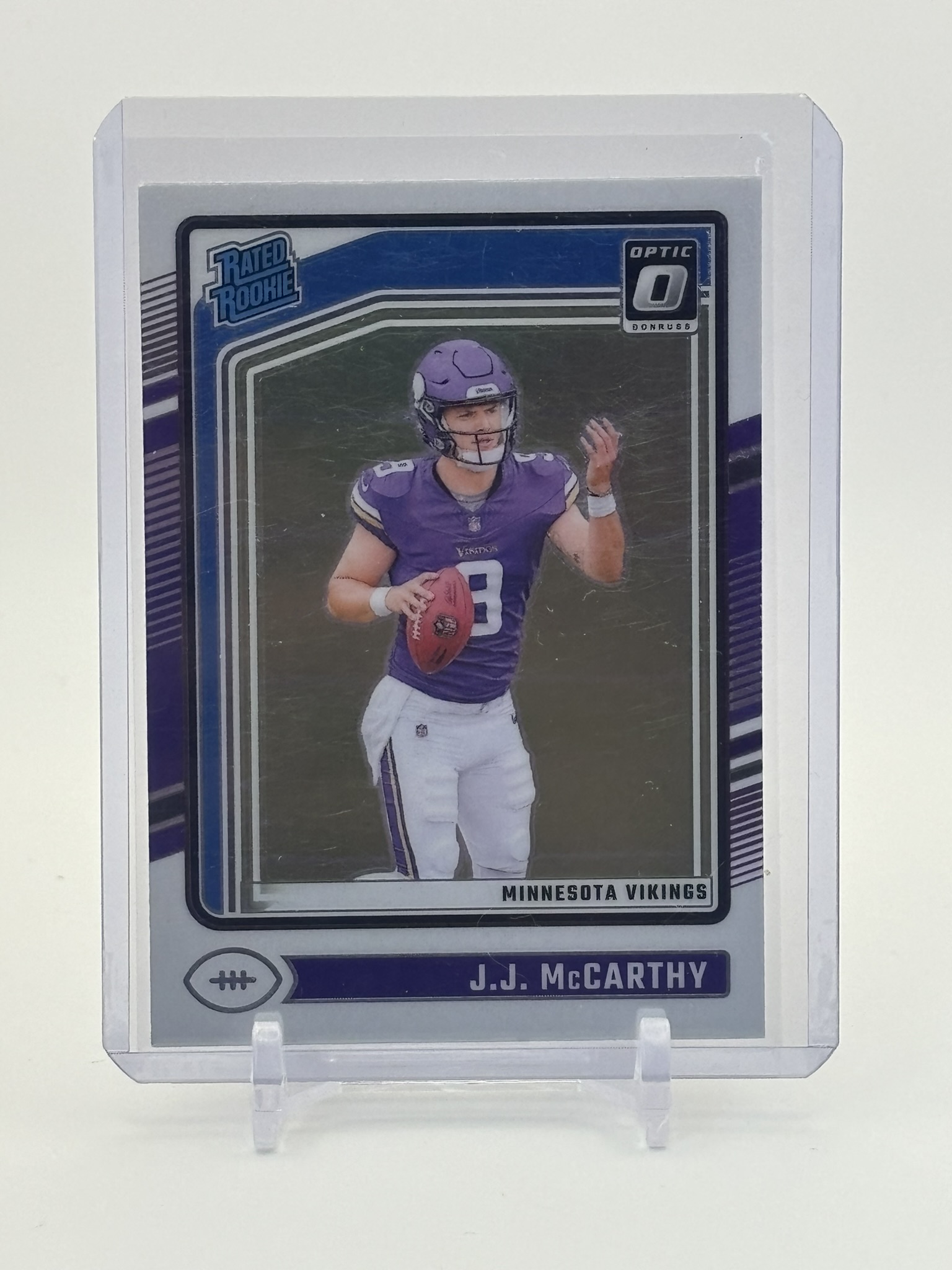 lot 671 image: 2024 Panini Donruss Optic - Rated Rookie J.J. McCarthy #235 Rookie Card
