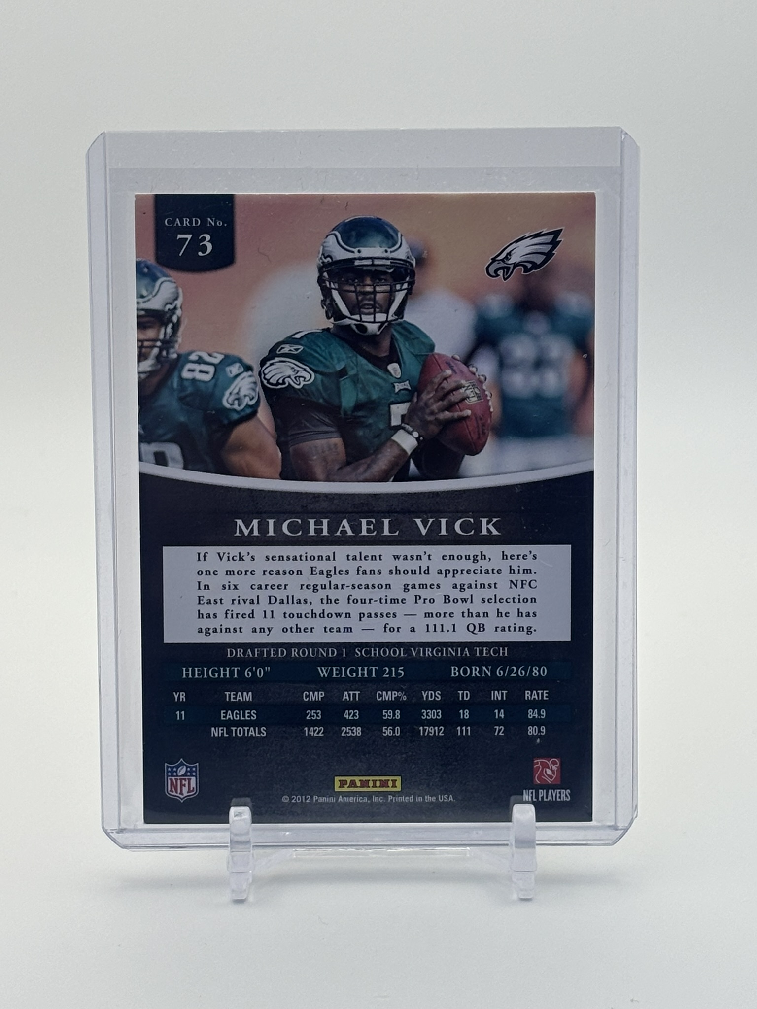 lot 697 image: 2012 Panini Prominence - Michael Vick Philadelphia Eagles