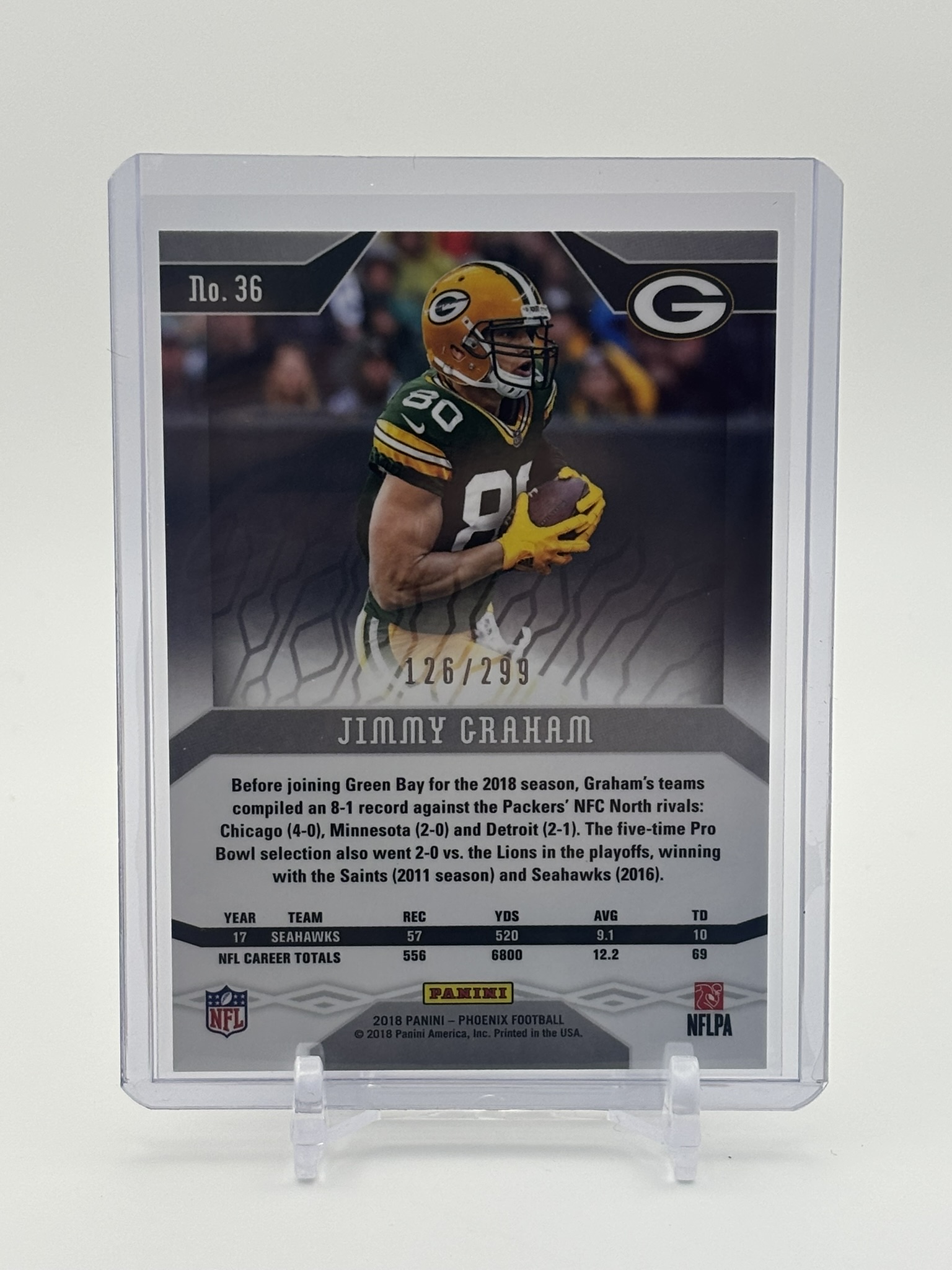 lot 712 image: 2018 Panini Phoenix - Jimmy Graham Parallel #d 299
