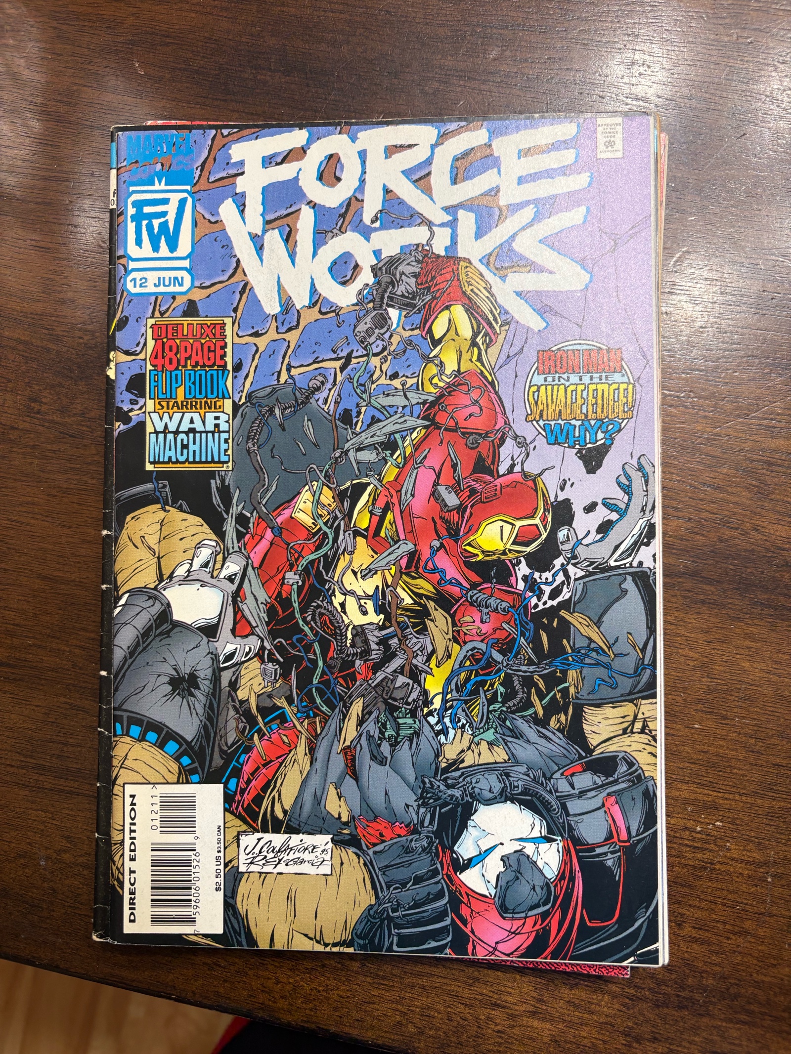 lot 208 image: Force Works Issue #12 Iron Man Comic and War Machine Marvwl Comics