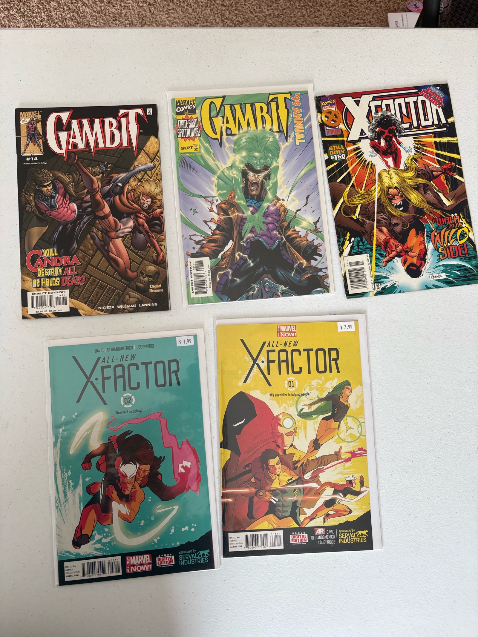 lot 234 image: X-Factor and Gambit Comic Book Lot 5 Comics Marvel Spinoff of X-Men