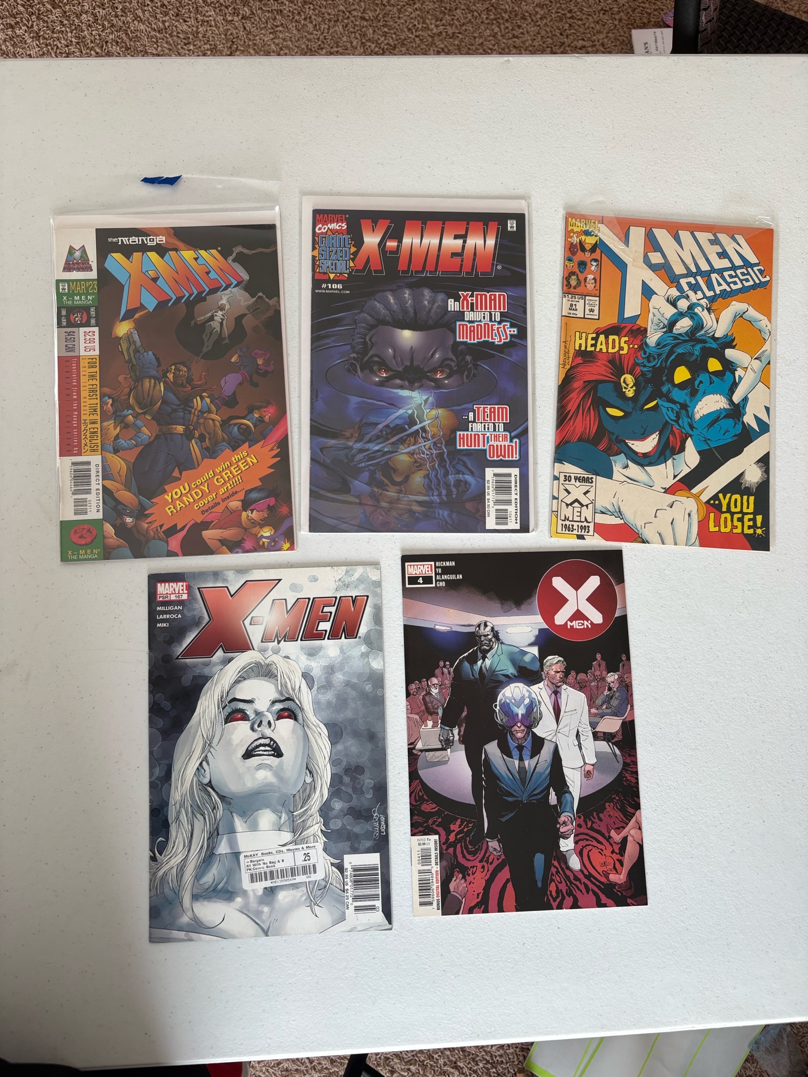 lot 236A image: X-Men Comic Book Lot Marvel, 5 Comics Mix of Different X-Men Series