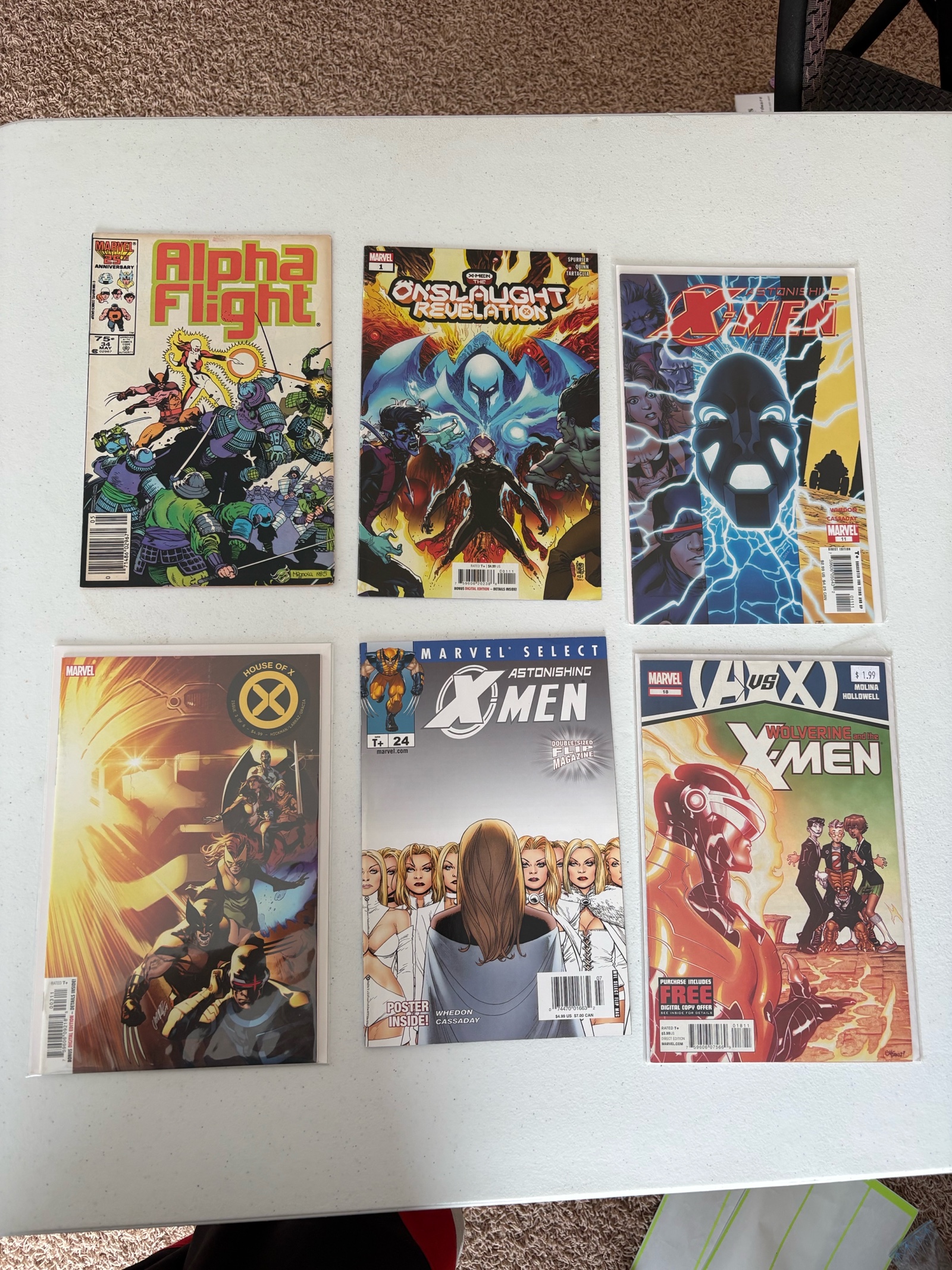 lot 240A image: X-Men Comic Book Lot Marvel, 6 Comics Mix of Different X-Men Series