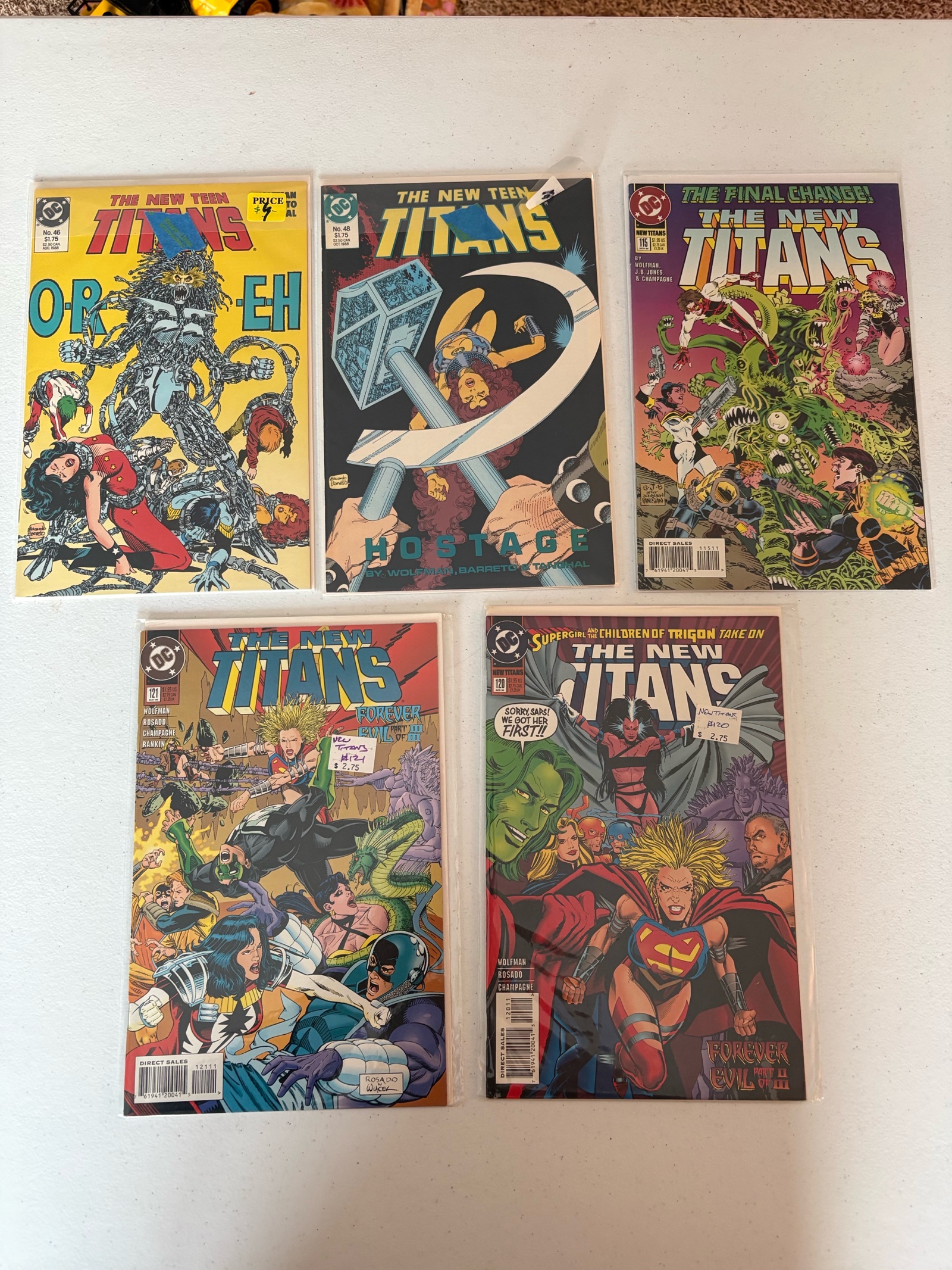 lot 273A image: The New Teen Titans Comic Book Lot, 5 Comics DC