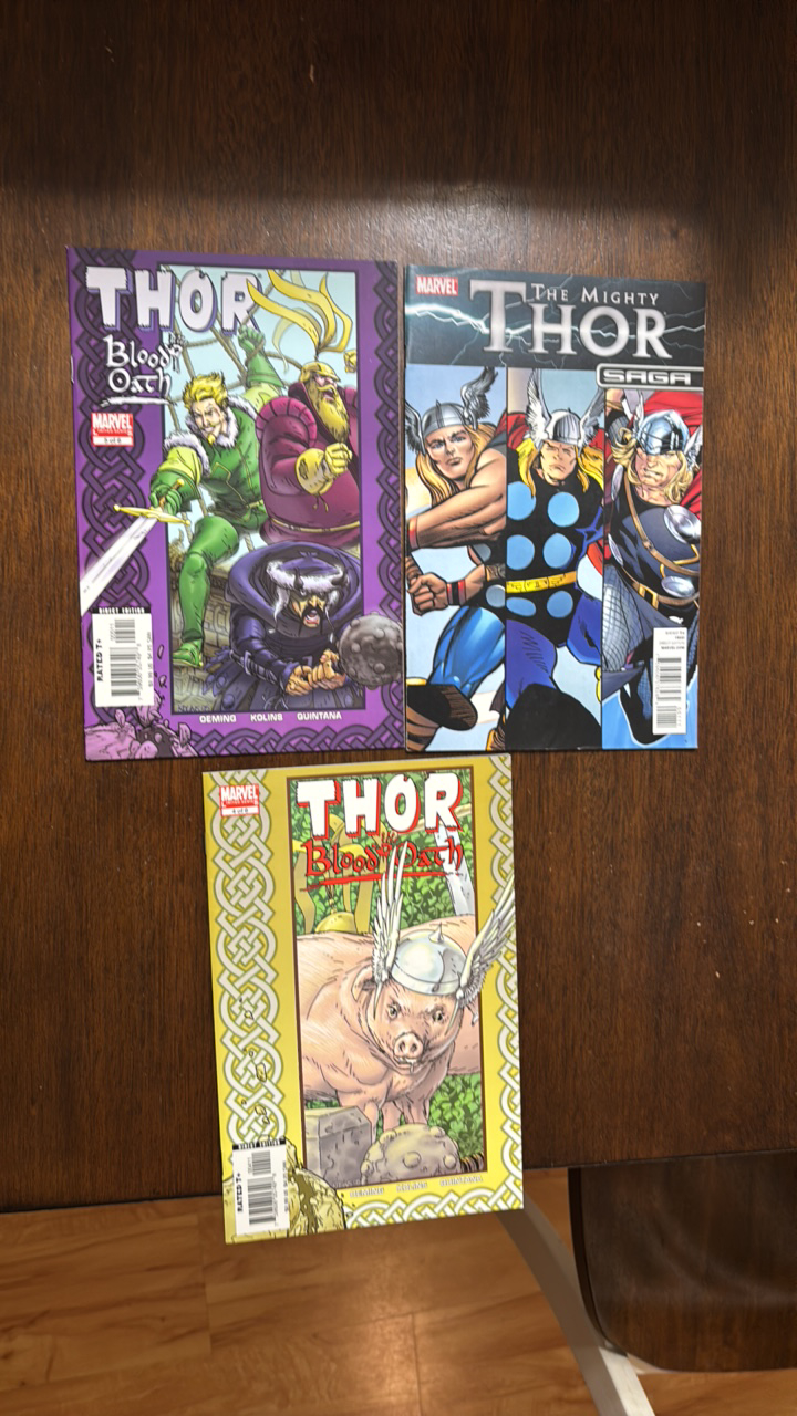lot 274 image: Thor Comic Book Lot Marvel 3 Comics
