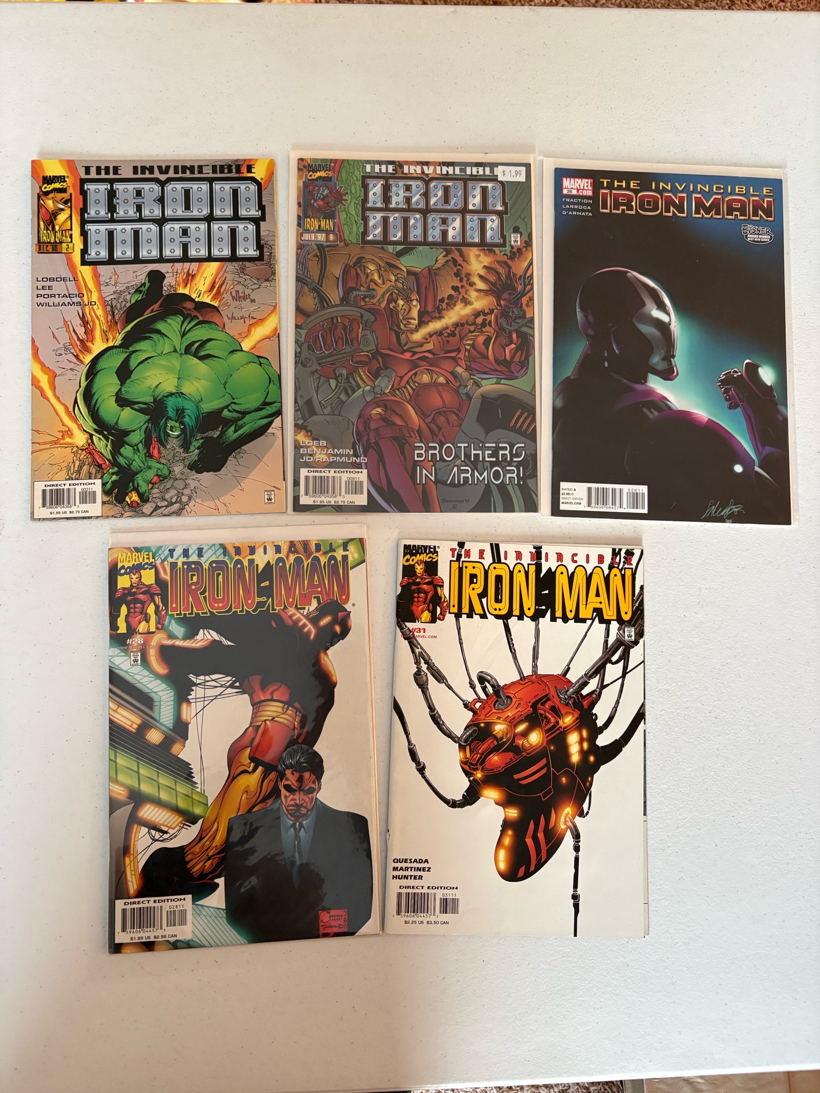 lot 294 image: Iron Man Comic Book Lot 5 Marvel Comics
