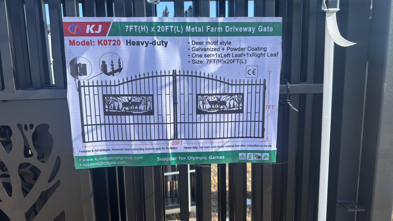 lot 310 image: 2025 K0720 Unused 7FT(H)x 20FT(L) Metal Farm Driveway Gate