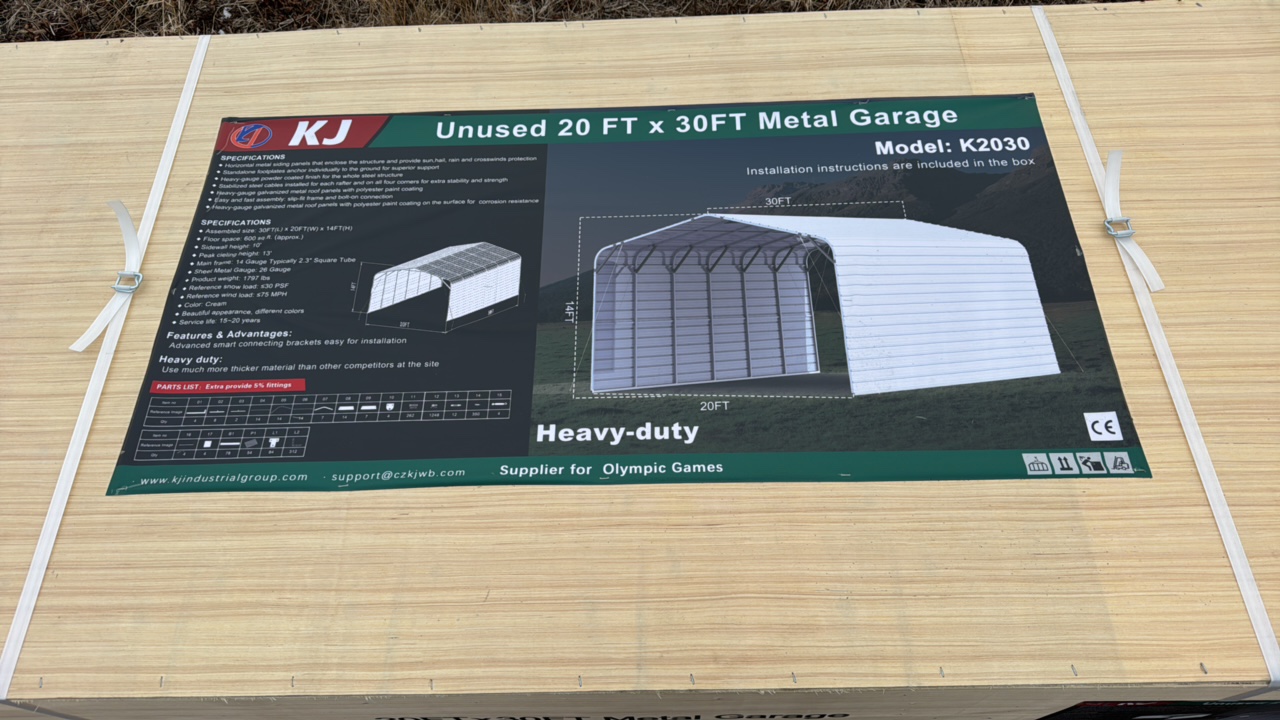 lot 333 image: 2025 K2030 Unused 20 FT x 30FT Metal Garage