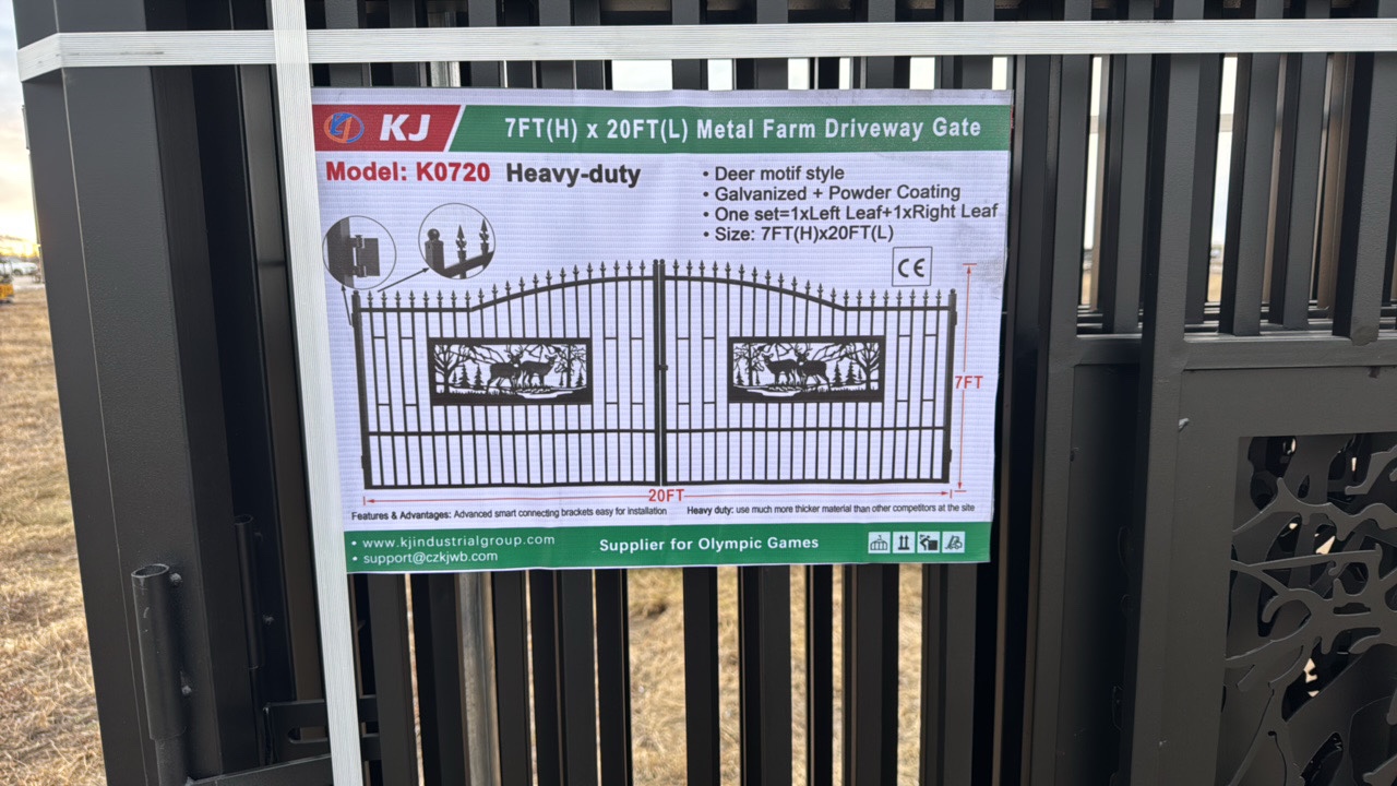 lot 343 image: 2025 K0720 &nbspUnused 7FT(H)x 20FT(L) Metal Farm Driveway Gate