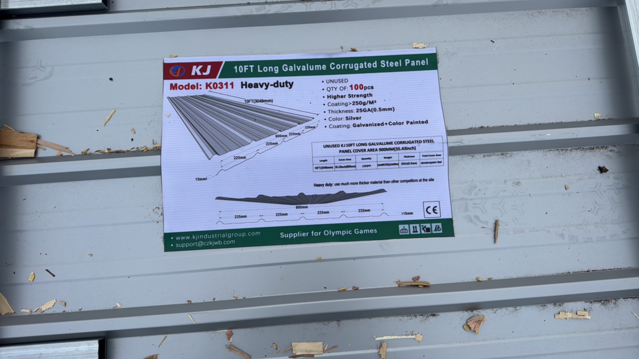 lot 352 image: 2025 K0311 Unused 10FT Long Galvalume Corrugated Steel Panel