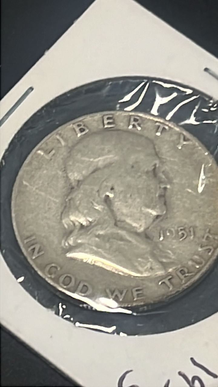 lot 18 image: 1951 s Benjamin Franklin half dollar