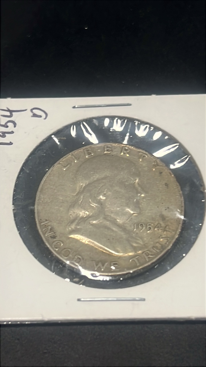 lot 21 image: 1954 d Benjamin Franklin half dollar