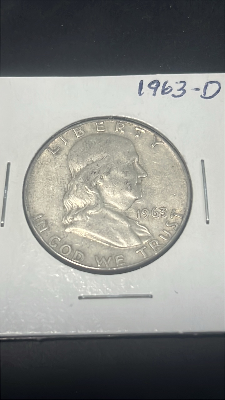 lot 42 image: 1963 d Benjamin Franklin half dollar