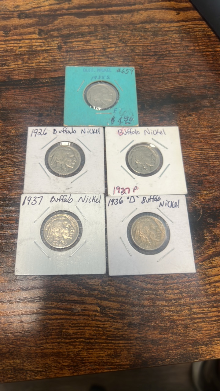 lot 68 image: buffalo nickel lot of 5 1926-1937