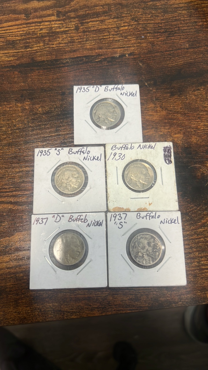 lot 69 image: buffalo nickels lot of 5 1930-1937