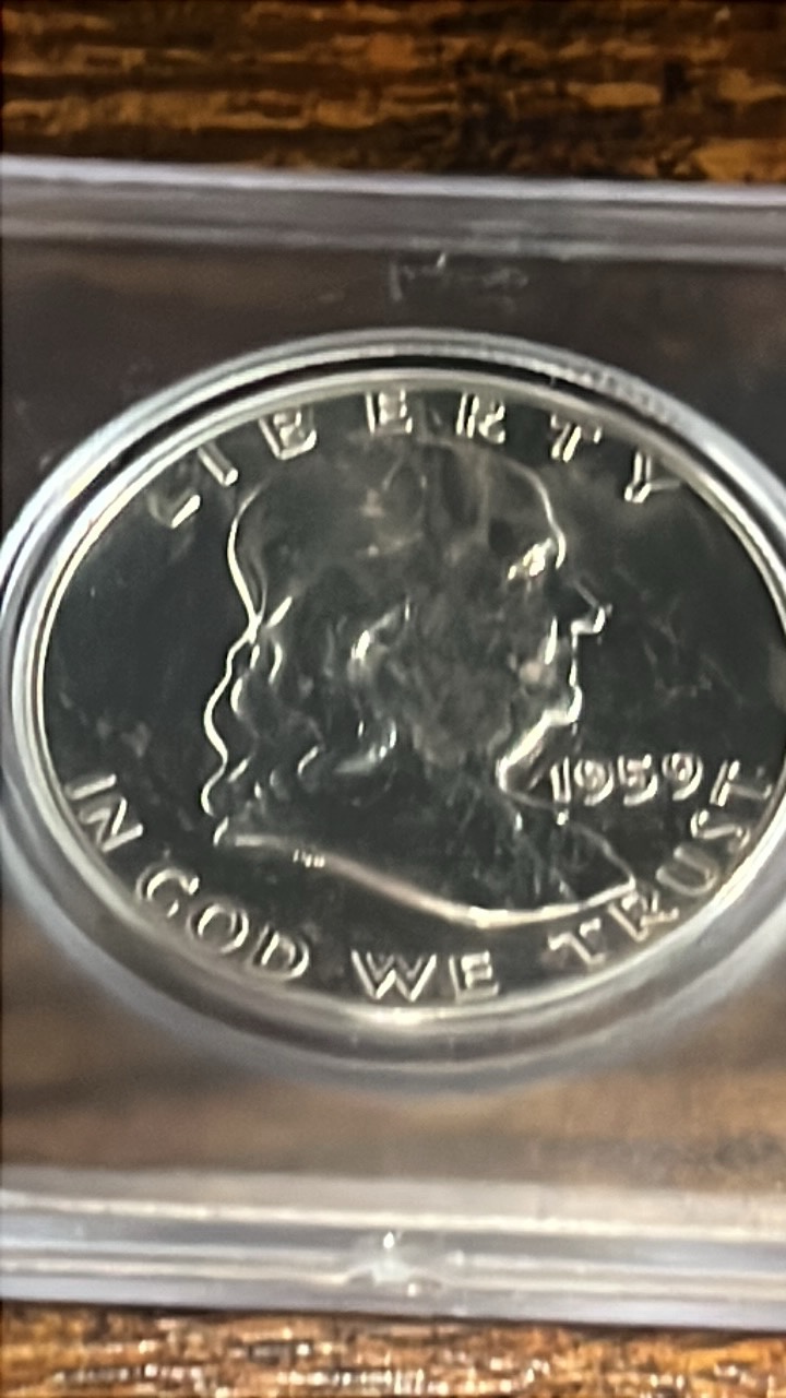 lot 7 image: proof 1959 Benjamin Franklin half dollar