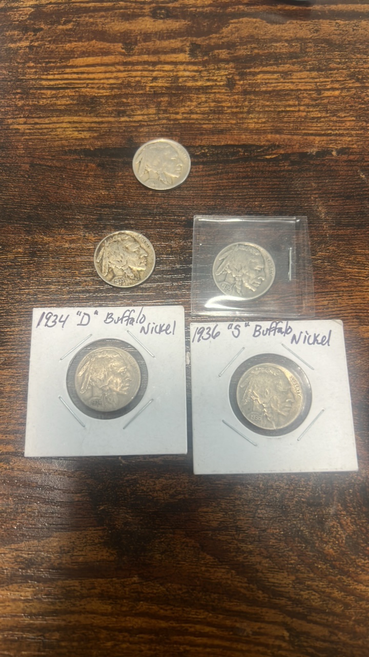 lot 71 image: buffalo nickels lot of 5 1926-1936