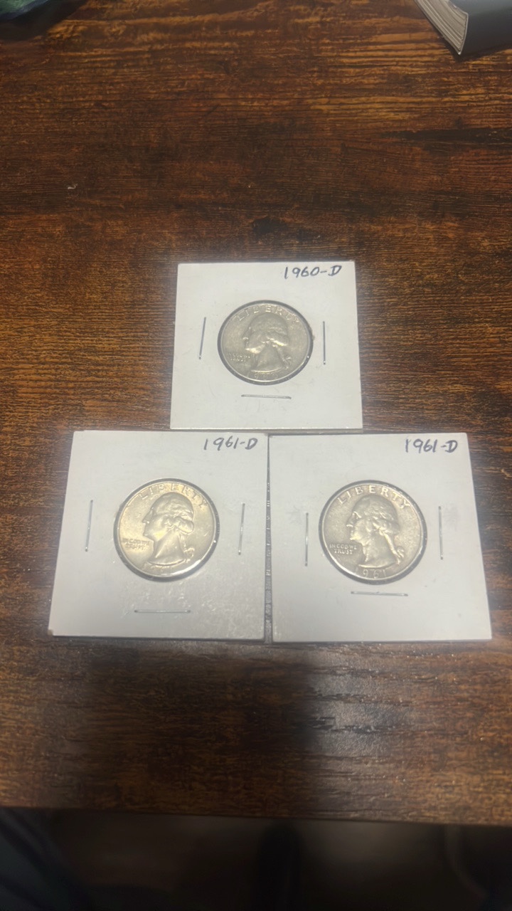 lot 83 image: 90% silver Washington quarter lot of 3