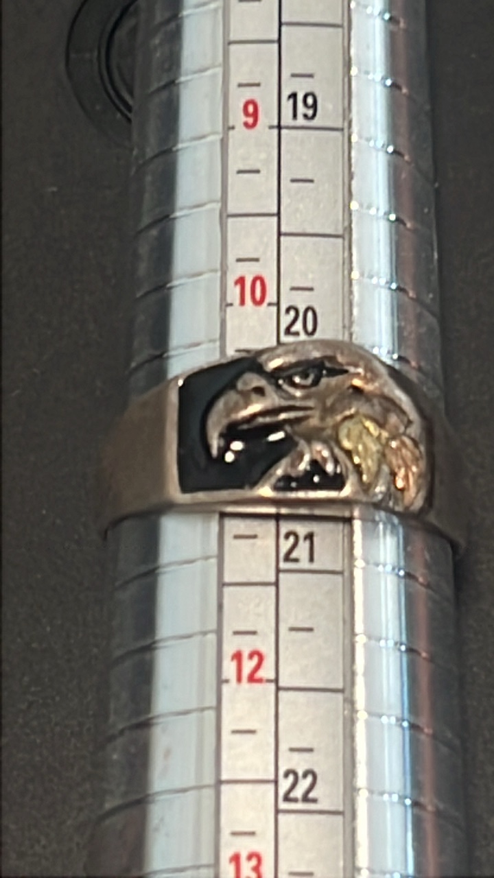 lot 9-1 image: Sterling silver and black hills gold ring size 11