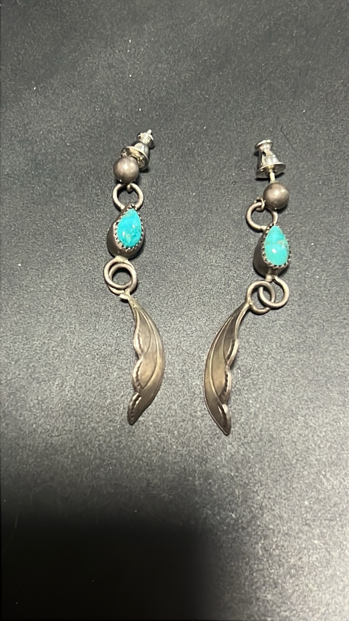 lot 95 image: Sterling silver and turquoise earrings