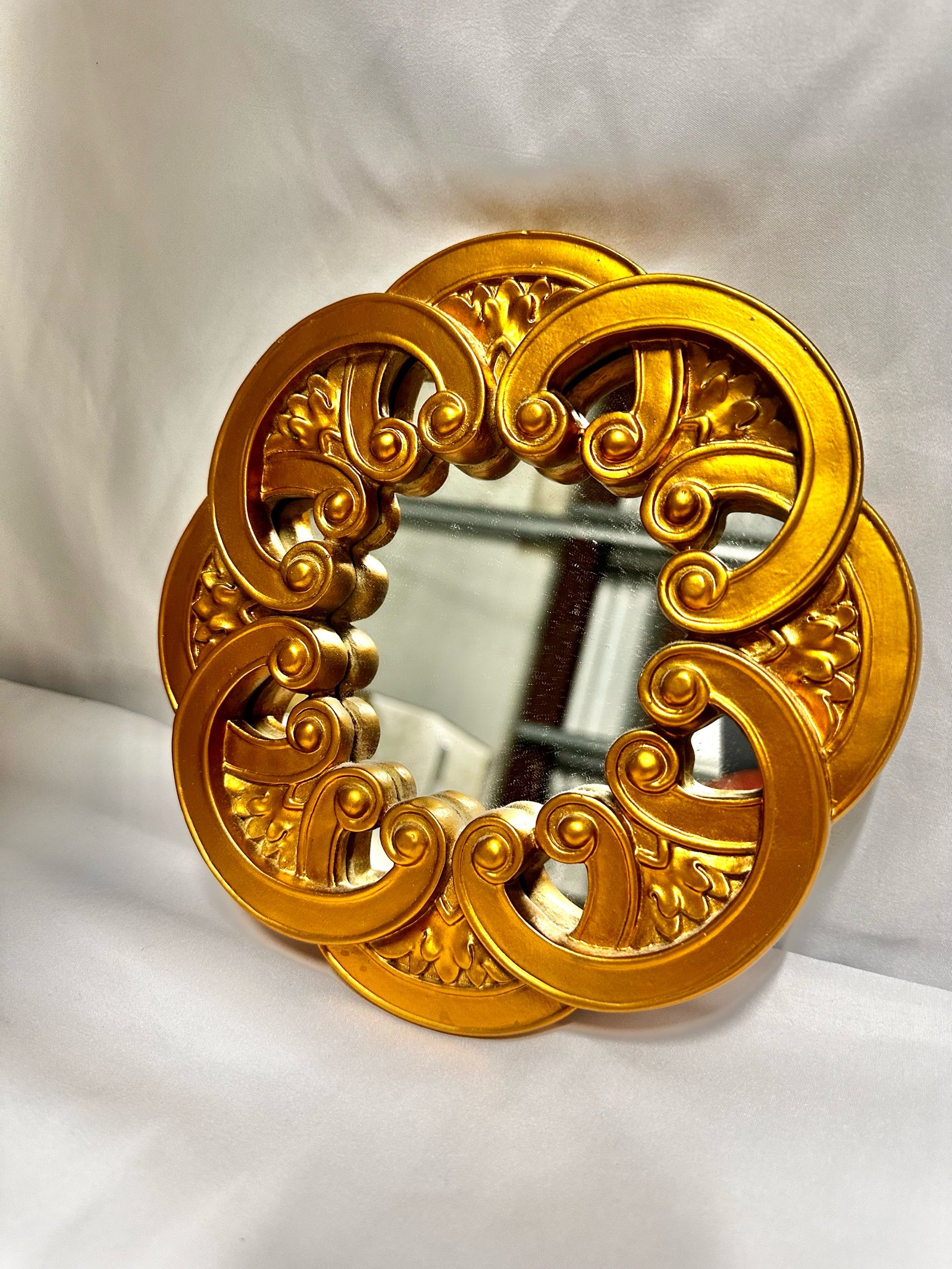 8 Gold Colored Round Mirror