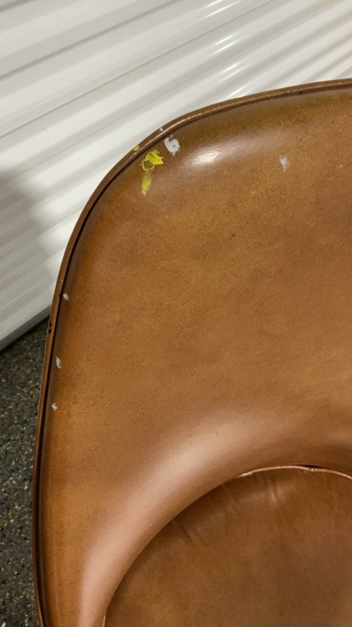 Pair of Mid-Century Modern Style Rolling Office Chairs - Cognac Vinyl