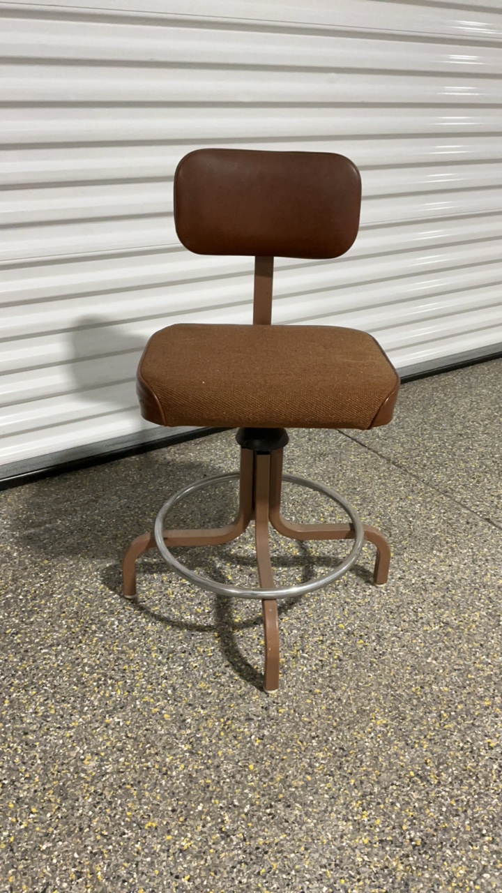 Vintage Industrial Adjustable Swivel Drafting Stool  Task Chair - Brown