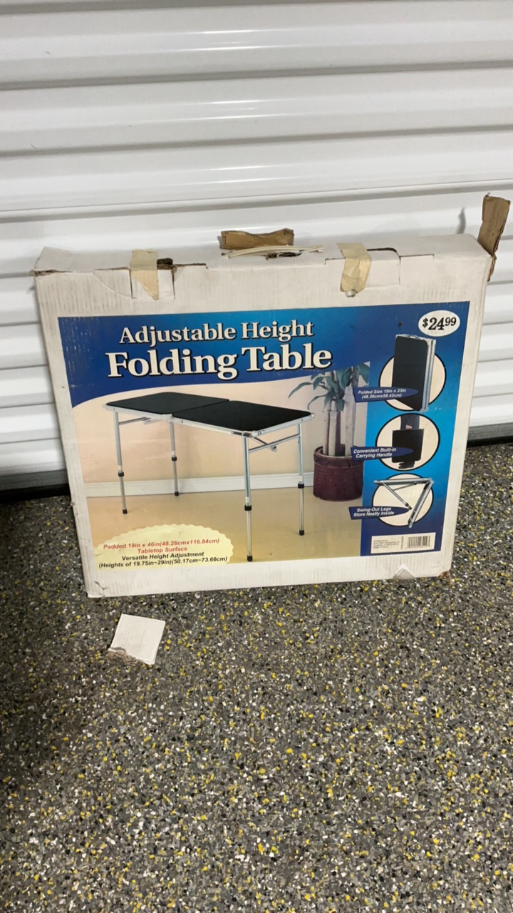 Adjustable Height Folding Table with Padded Surface