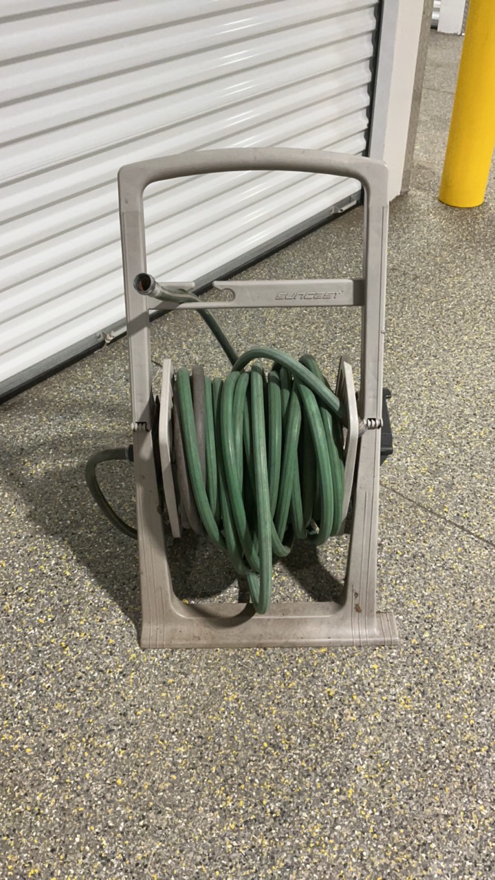 Suncast Portable Garden Hose Reel Cart with Hose