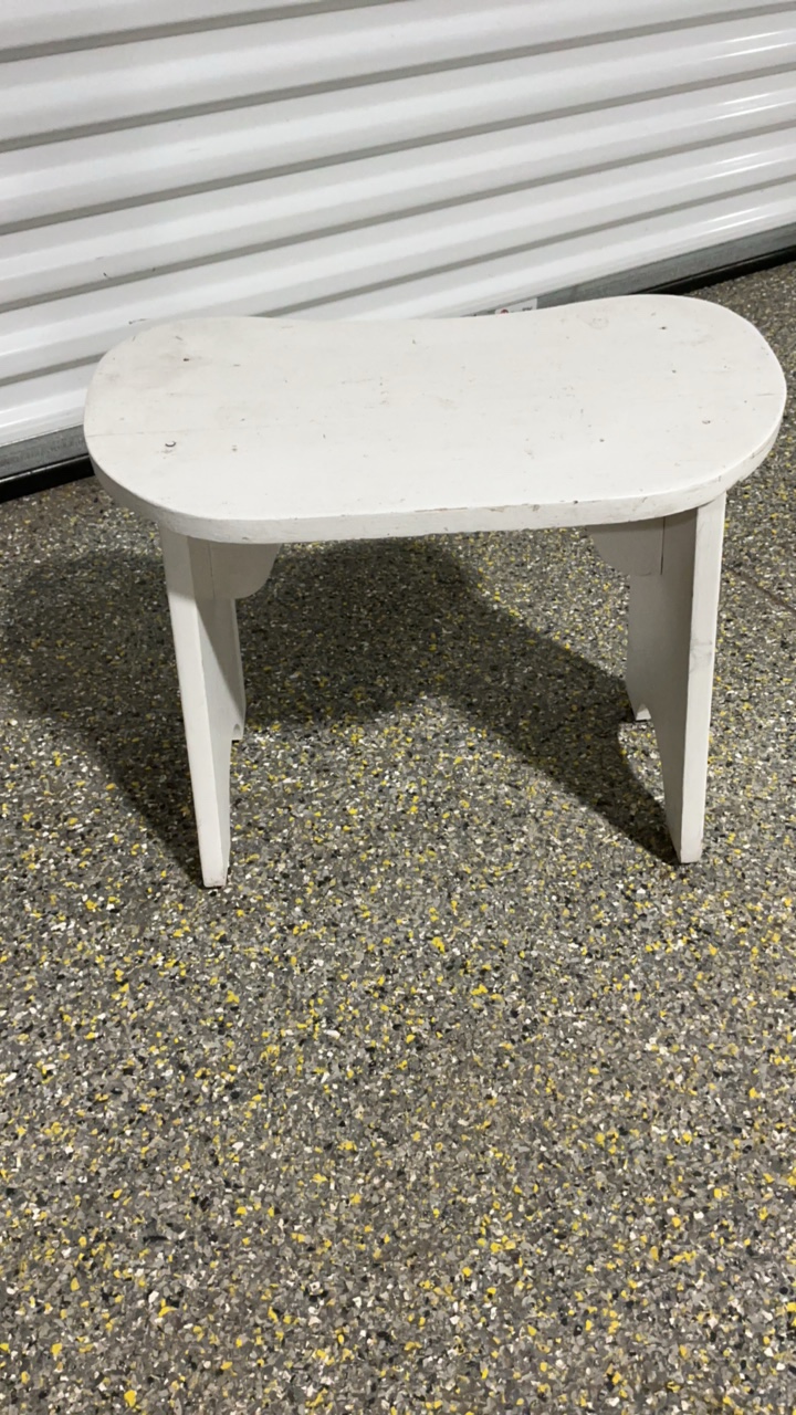 Vintage White Wooden Kidney-Shaped Step Stool