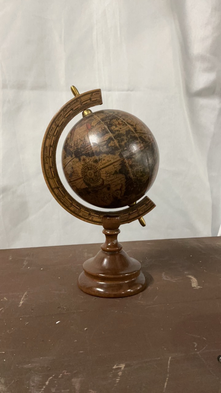 Vintage Style 9.5 Desktop World Globe with Wooden Base