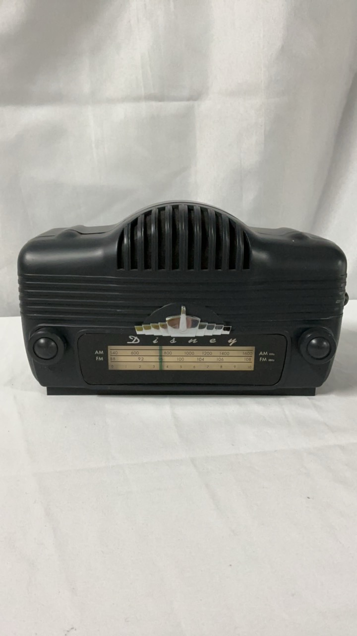 Vintage-Style Disney Black Plastic AMFM Tabletop Radio