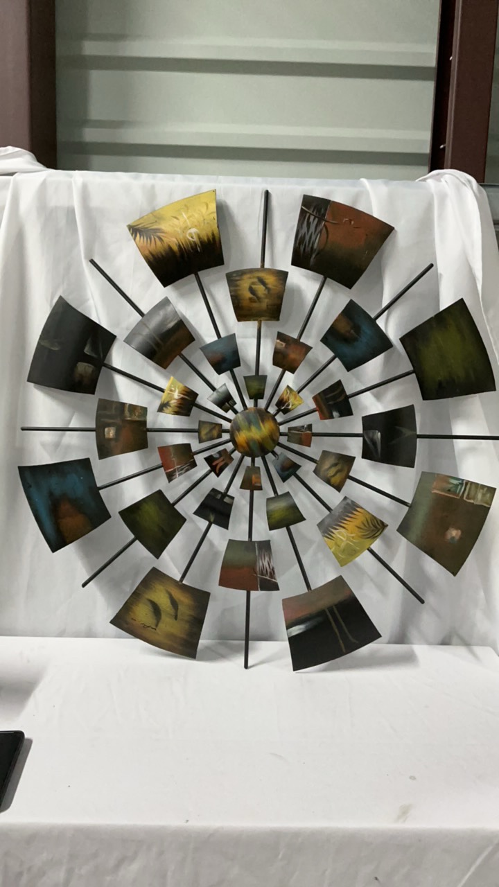 Mid-Century Modern Style 32 Painted Metal Sunburst Wall Art