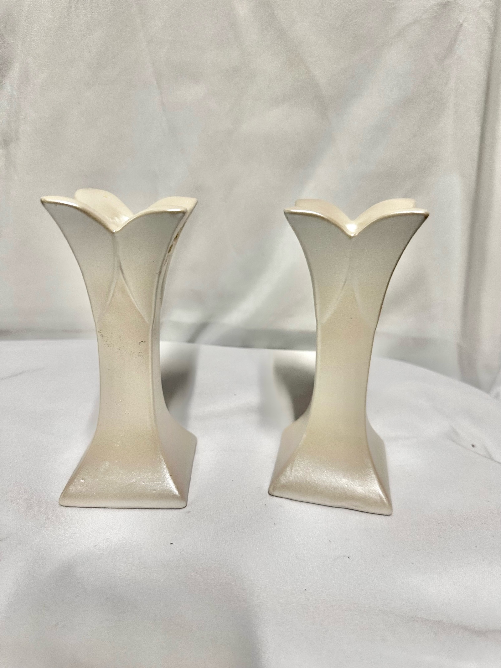 pair of vintage mid-century ceramic bud vases